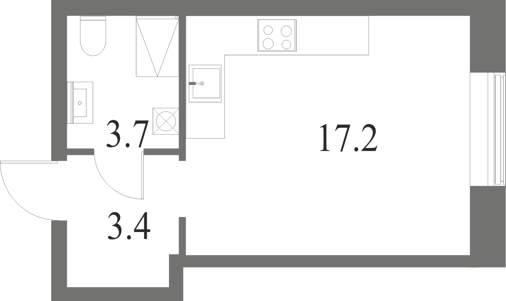 План квартиры №145 с 1 спальней на 1 этаже 6 корпуса ЖК NEVA HAUS