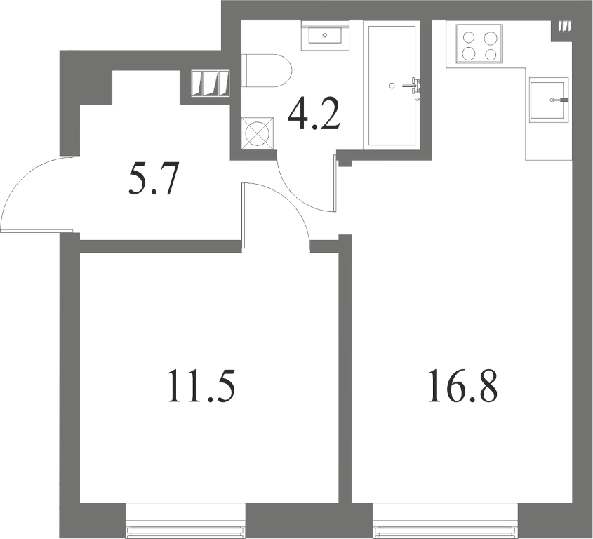 План квартиры №22 с 2 спальнями на 5 этаже 6 корпуса ЖК NEVA HAUS