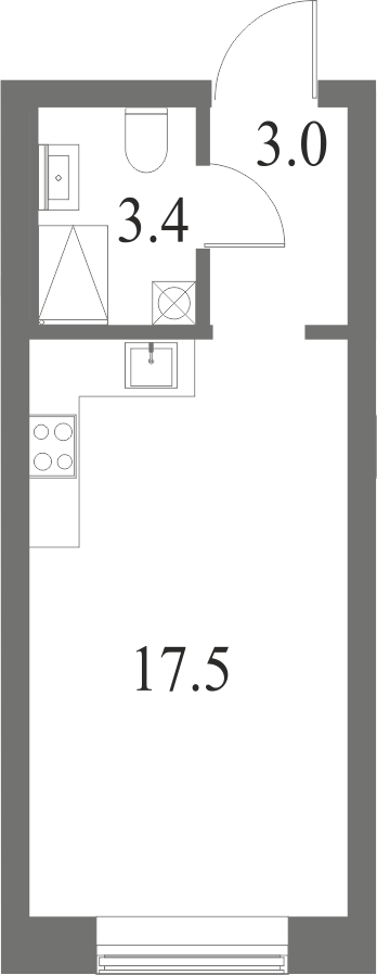 План квартиры №242 с 1 спальней на 9 этаже 6 корпуса ЖК NEVA HAUS