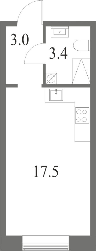 План квартиры №250 с 1 спальней на 1 этаже 6 корпуса ЖК NEVA HAUS