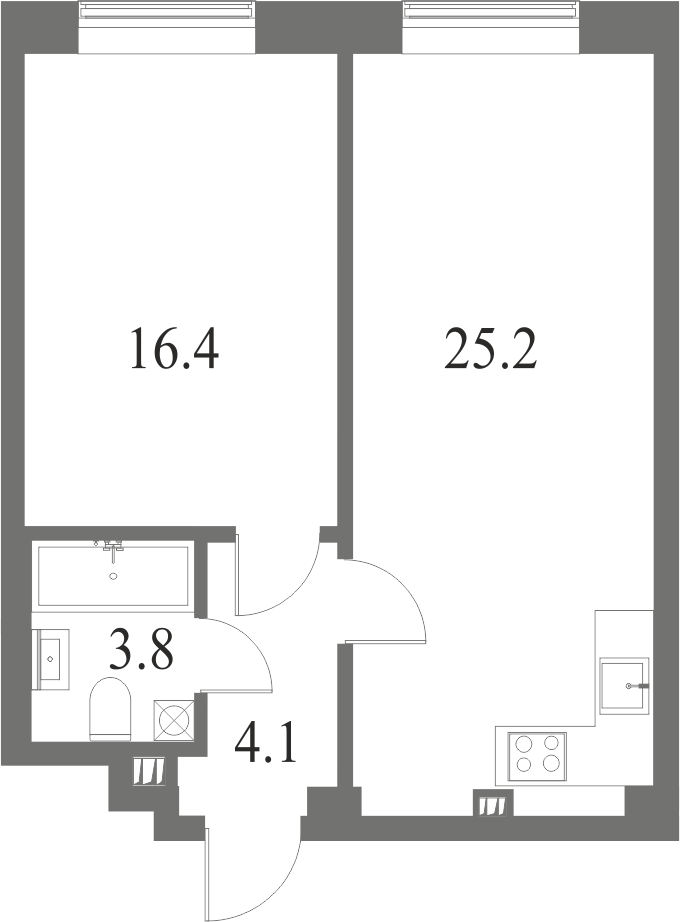 План квартиры №31 с 2 спальнями на 6 этаже 6 корпуса ЖК NEVA HAUS