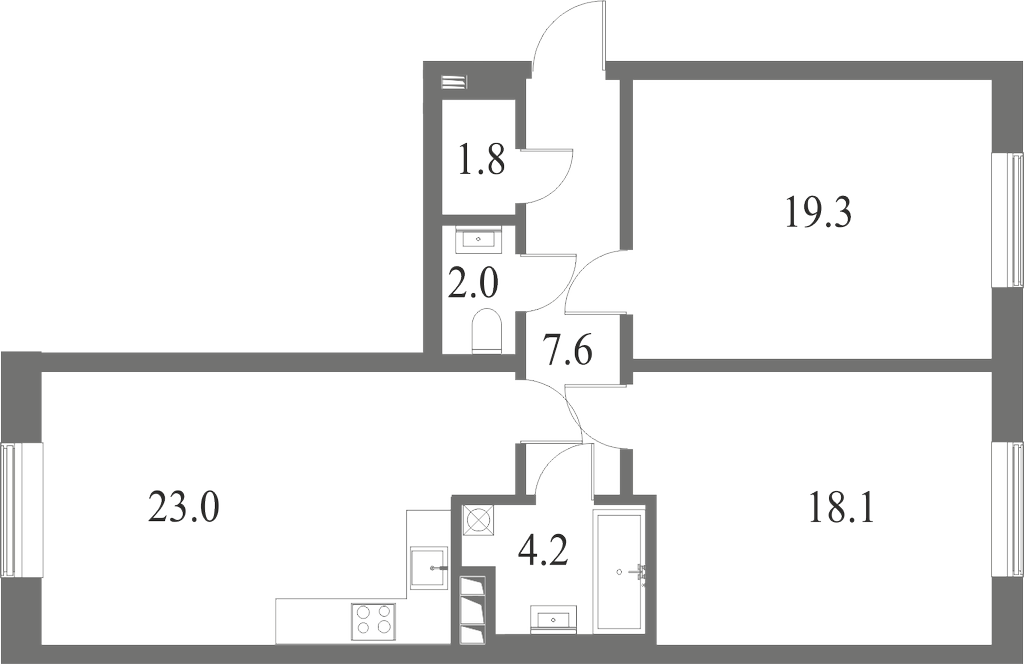 План квартиры №326 с 3 спальнями на 4 этаже 6 корпуса ЖК NEVA HAUS
