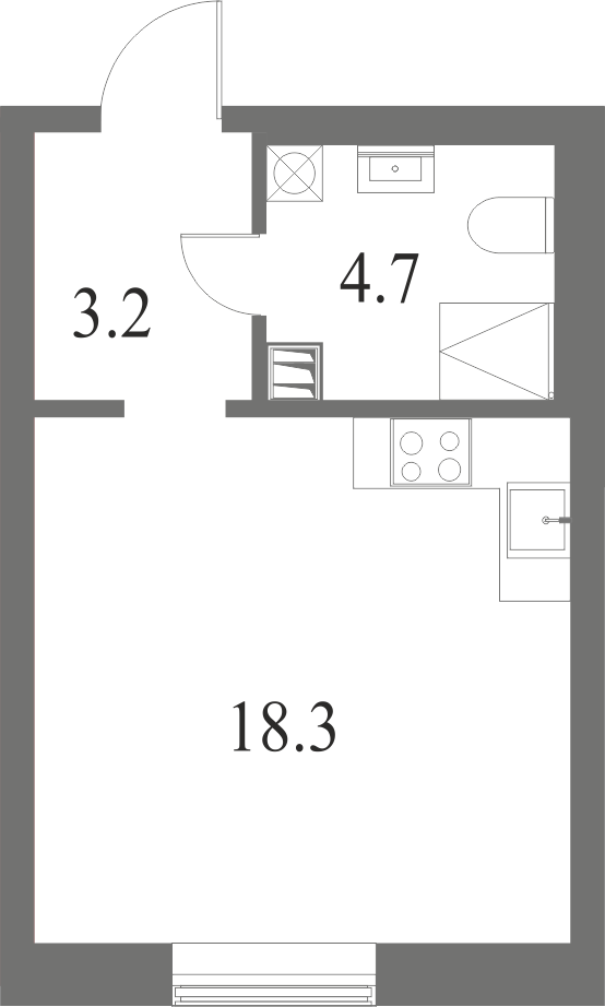 План квартиры №114 с 1 спальней на 5 этаже 7 корпуса ЖК NEVA HAUS