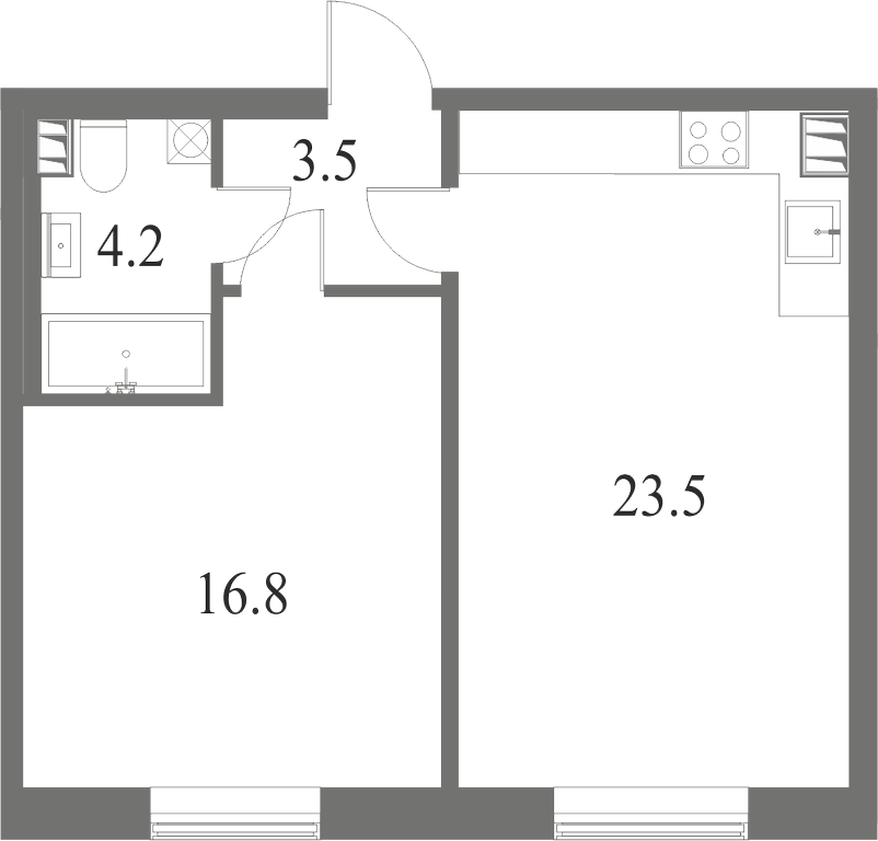 План квартиры №137 с 1 спальней на 9 этаже 7 корпуса ЖК NEVA HAUS