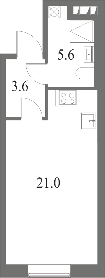 План квартиры №179 с 1 спальней на 8 этаже 7 корпуса ЖК NEVA HAUS