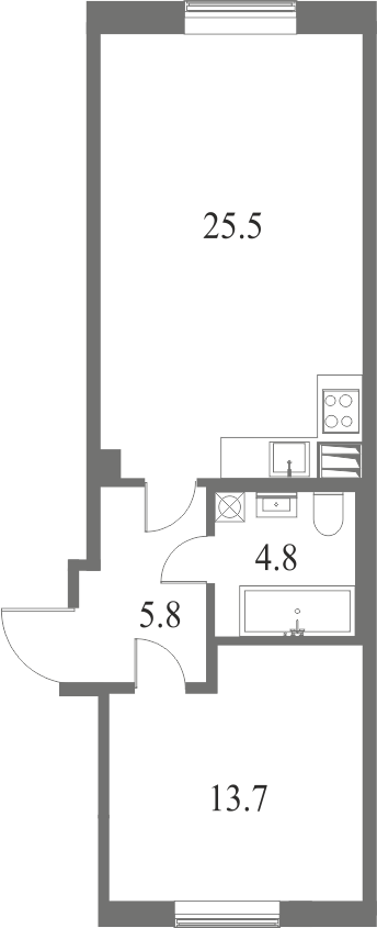 План квартиры №231 с 2 спальнями на 4 этаже 7 корпуса ЖК NEVA HAUS