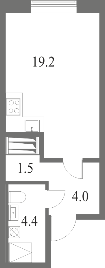 План квартиры №253 с 1 спальней на 7 этаже 7 корпуса ЖК NEVA HAUS