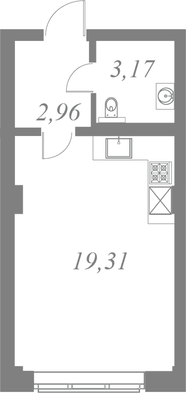 План квартиры №13 с 1 спальней на 3 этаже 1 корпуса ЖК Neva Residence
