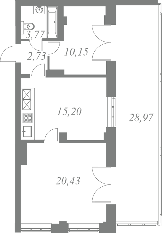 План квартиры №138 с 3 спальнями на 7 этаже 1 корпуса ЖК Neva Residence