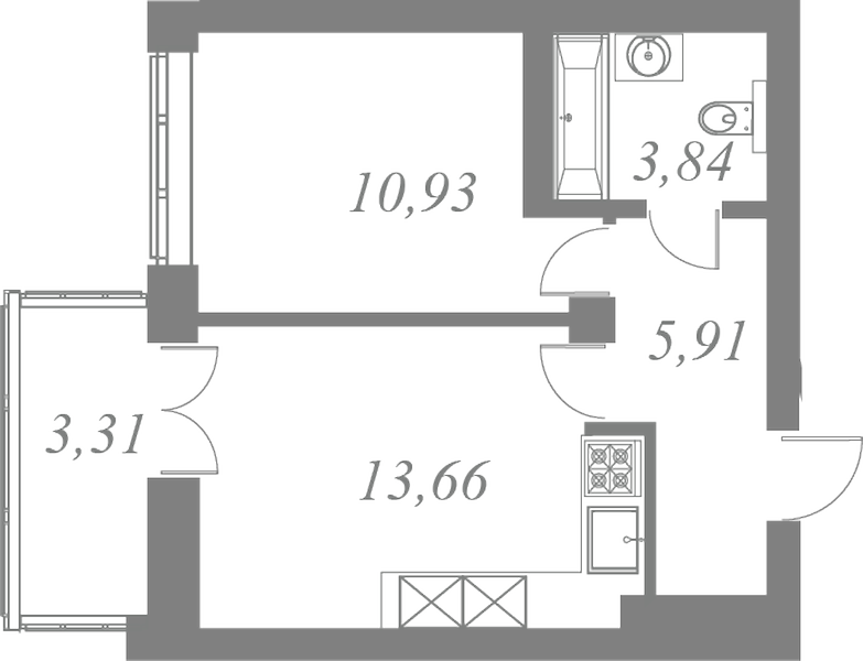 План квартиры №144 с 3 спальнями на 8 этаже 1 корпуса ЖК Neva Residence