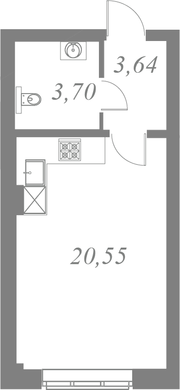 План квартиры №5 с 1 спальней на 2 этаже 1 корпуса ЖК Neva Residence