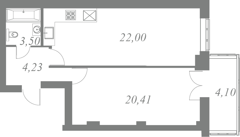 План квартиры №58 с 2 спальнями на 5 этаже 1 корпуса ЖК Neva Residence