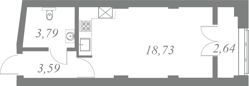План квартиры №65 с 1 спальней на 6 этаже 1 корпуса ЖК Neva Residence