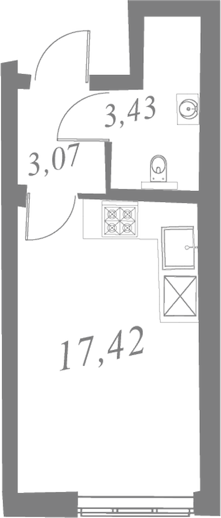 План квартиры №103 с 1 спальней на 4 этаже 2 корпуса ЖК Neva Residence