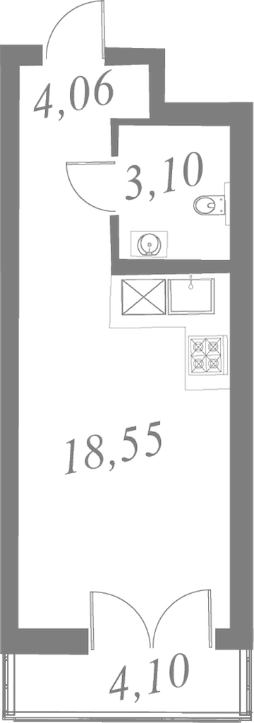 План квартиры №111 с 1 спальней на 5 этаже 2 корпуса ЖК Neva Residence