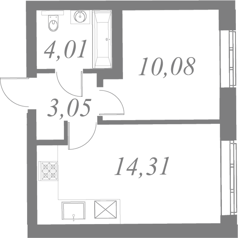 План квартиры №137 с 1 спальней на 2 этаже 2 корпуса ЖК Neva Residence