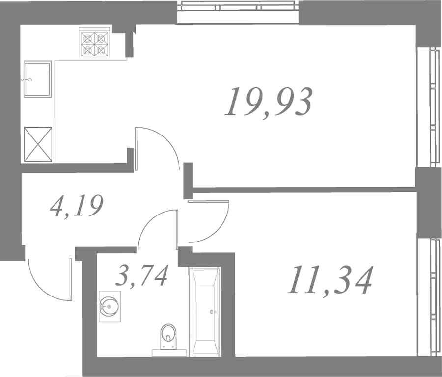 План квартиры №147 с 2 спальнями на 4 этаже 2 корпуса ЖК Neva Residence