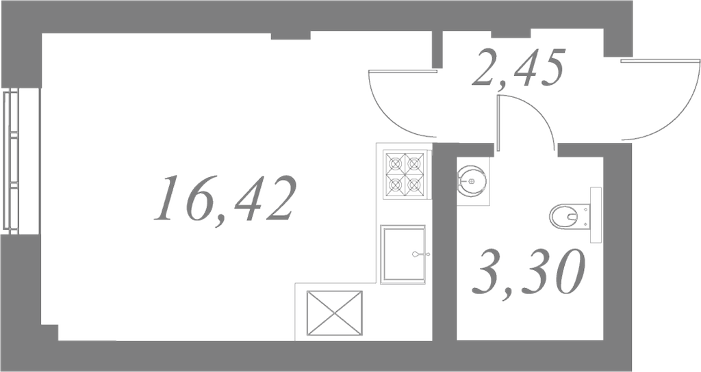 План квартиры №149 с 1 спальней на 4 этаже 2 корпуса ЖК Neva Residence