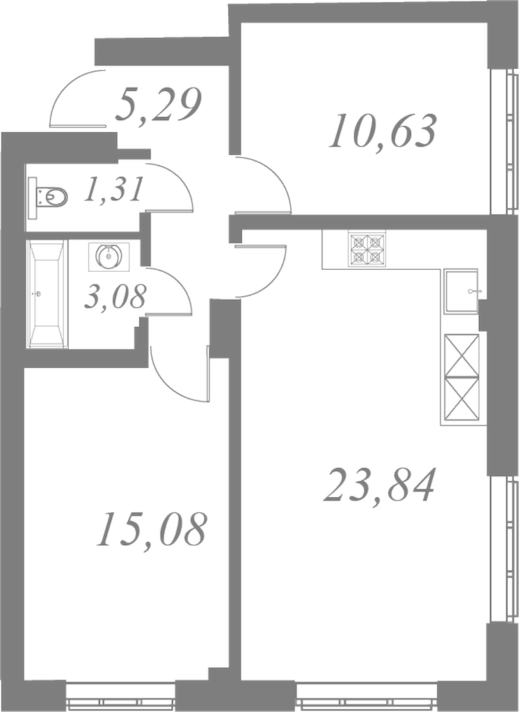 План квартиры №17 с 2 спальнями на 3 этаже 2 корпуса ЖК Neva Residence