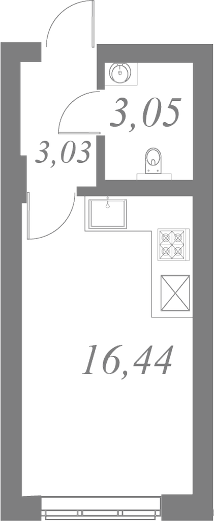 План квартиры №22 с 1 спальней на 4 этаже 2 корпуса ЖК Neva Residence