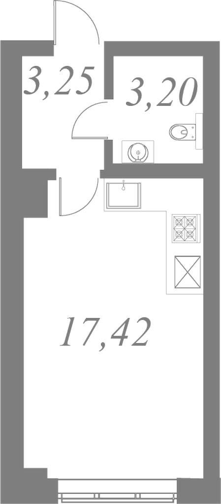 План квартиры №58 с 1 спальней на 3 этаже 2 корпуса ЖК Neva Residence