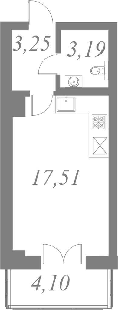 План квартиры №78 с 1 спальней на 7 этаже 2 корпуса ЖК Neva Residence