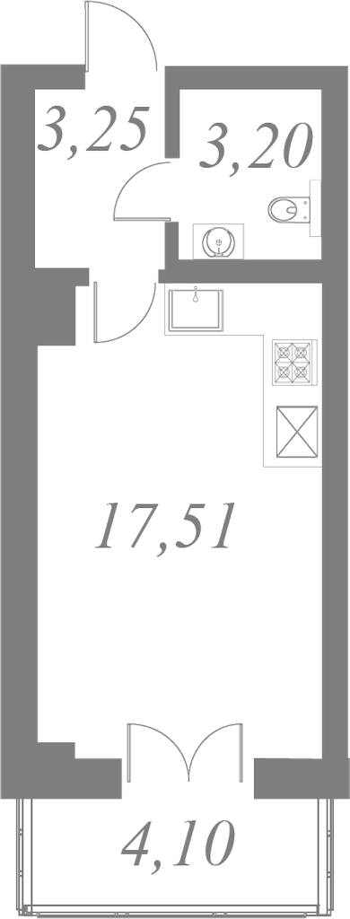 План квартиры №83 с 1 спальней на 8 этаже 2 корпуса ЖК Neva Residence