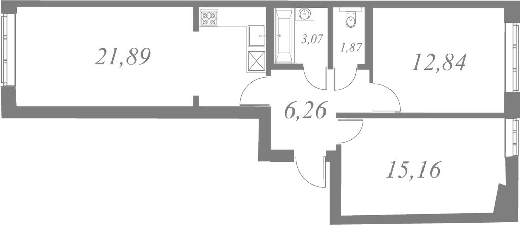 План квартиры №85 с 3 спальнями на 2 этаже 2 корпуса ЖК Neva Residence