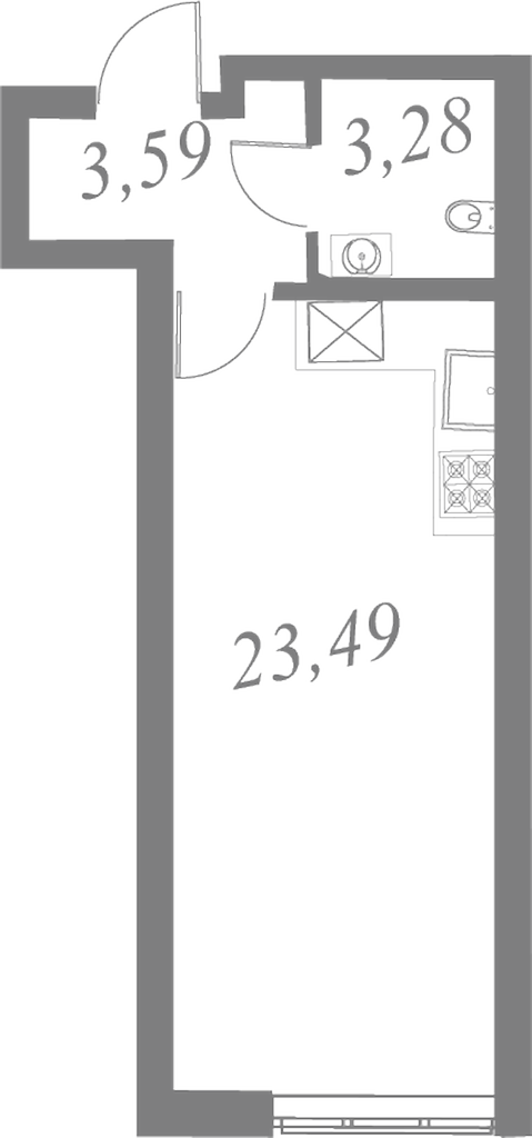 План квартиры №91 с 1 спальней на 2 этаже 2 корпуса ЖК Neva Residence