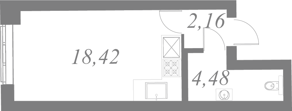 План квартиры №94 с 1 спальней на 3 этаже 2 корпуса ЖК Neva Residence
