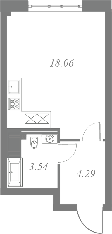 План квартиры №10 с 1 спальней на 2 этаже 3 корпуса ЖК Neva Residence