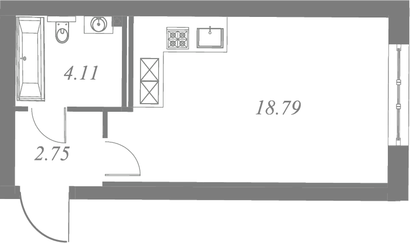 План квартиры №111 с 1 спальней на 2 этаже 3 корпуса ЖК Neva Residence