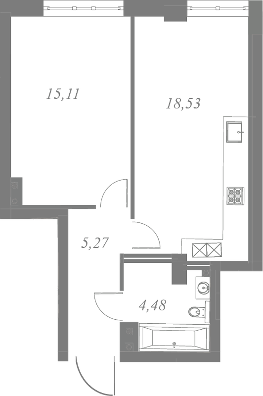 План квартиры №294 с 2 спальнями на 4 этаже 3 корпуса ЖК Neva Residence