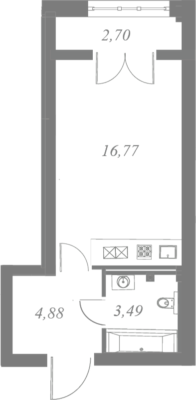 План квартиры №305 с 1 спальней на 6 этаже 3 корпуса ЖК Neva Residence