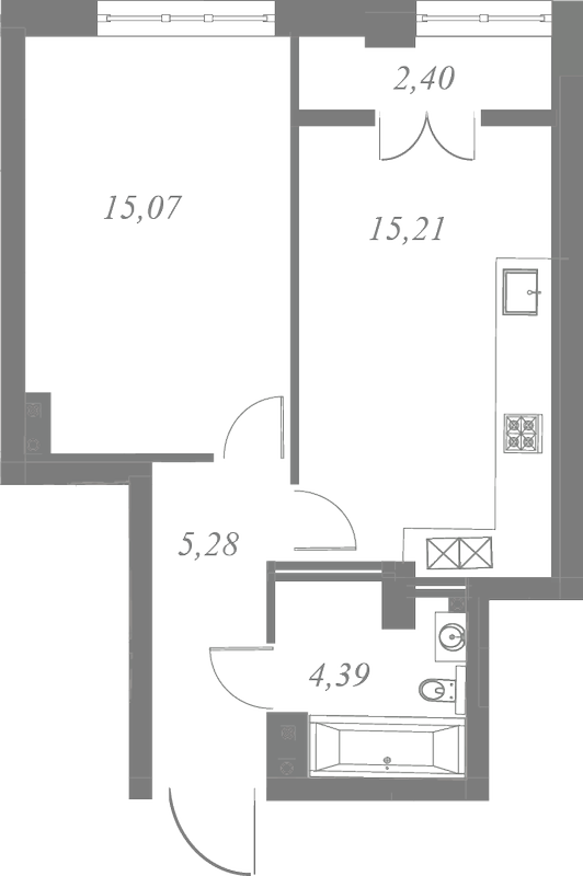 План квартиры №318 с 2 спальнями на 8 этаже 3 корпуса ЖК Neva Residence