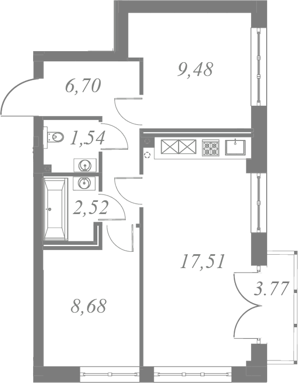 План квартиры №62 с 3 спальнями на 8 этаже 3 корпуса ЖК Neva Residence