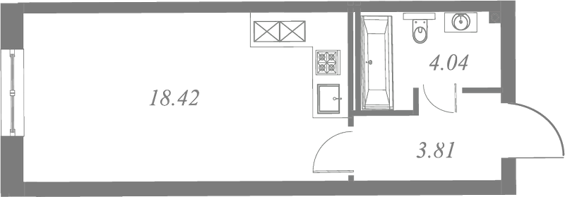 План квартиры №73 с 1 спальней на 2 этаже 3 корпуса ЖК Neva Residence