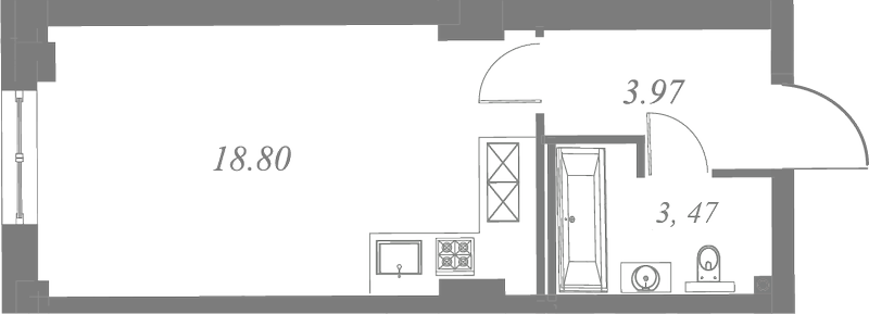 План квартиры №78 с 1 спальней на 3 этаже 3 корпуса ЖК Neva Residence